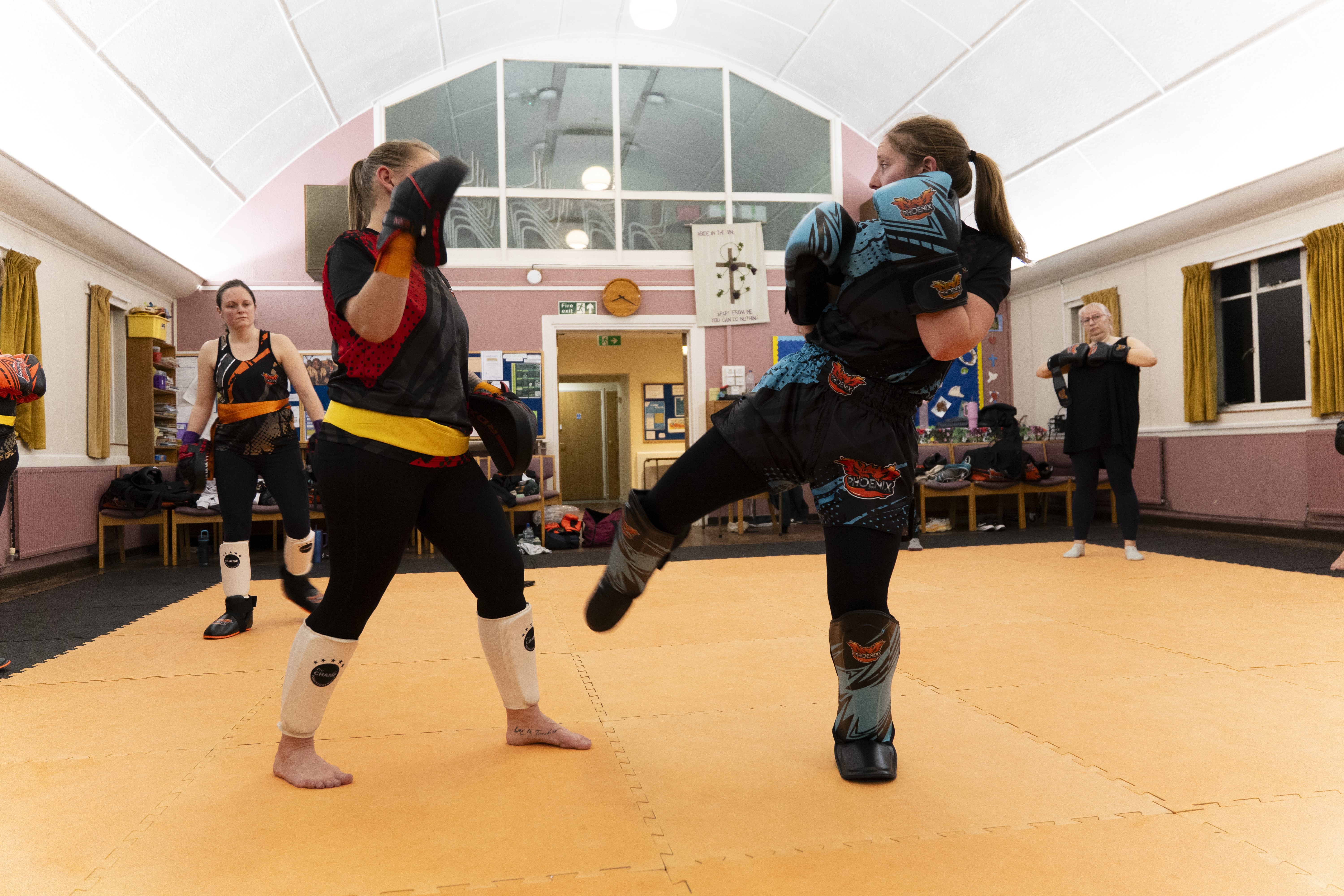 Kickboxing coaching in class
